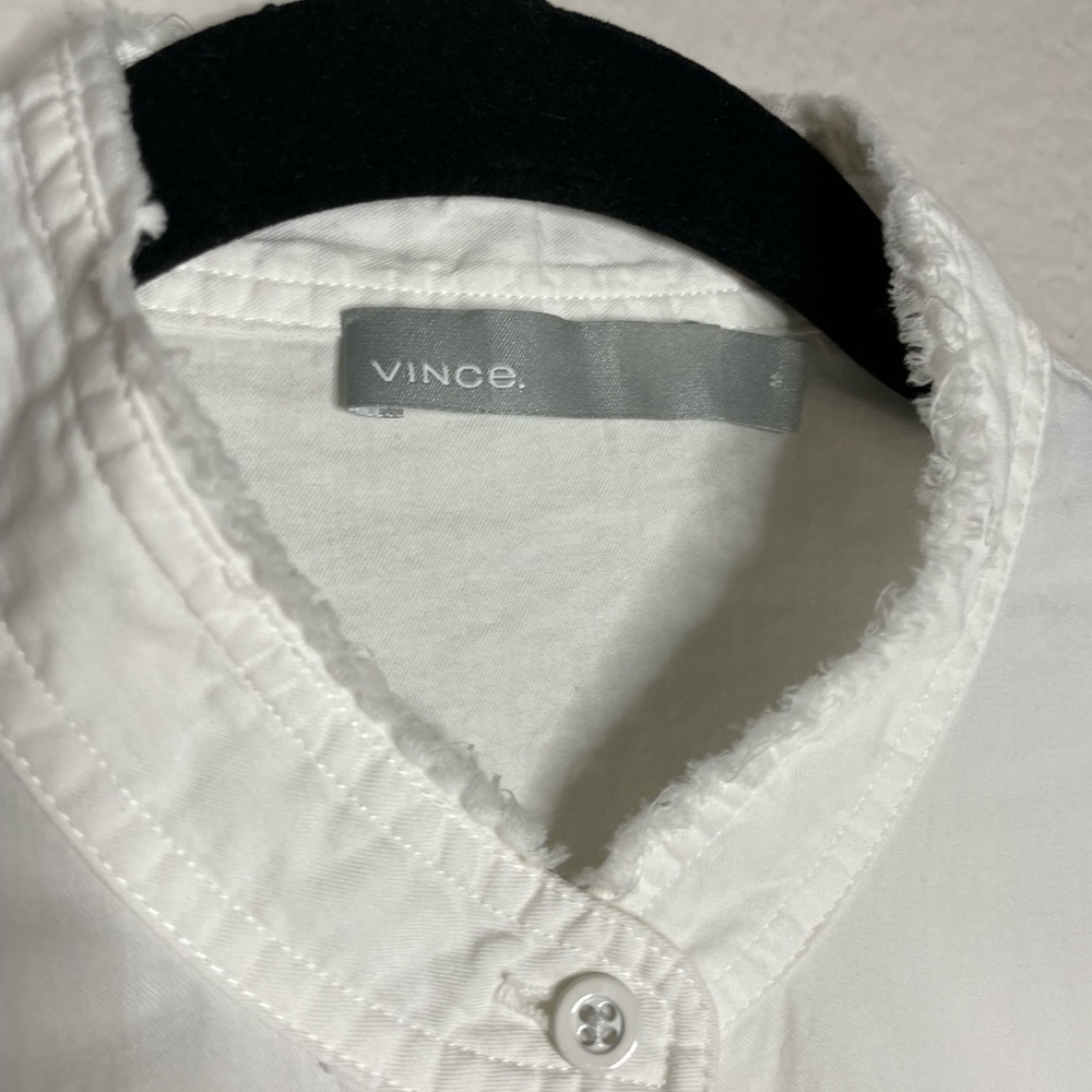 VINCE White Raw Edge Oversized Button Down Shirt M - Picture 6 of 8